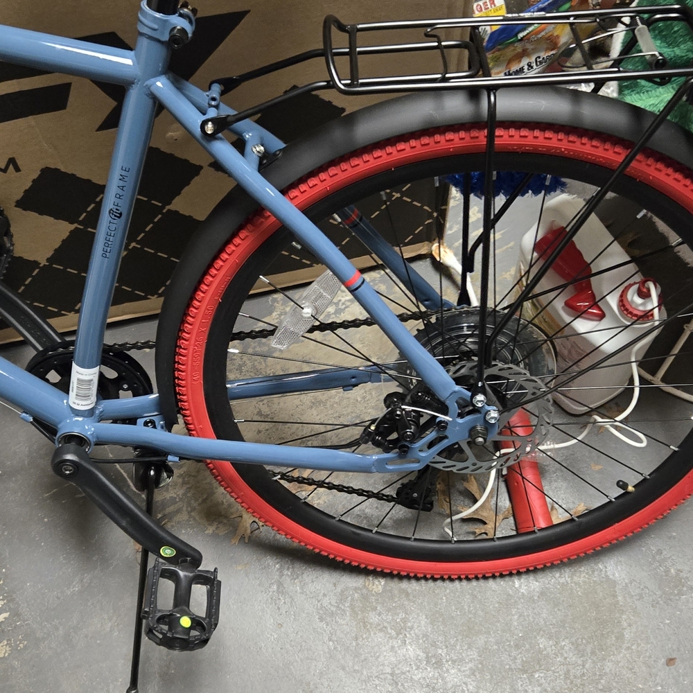 Blue and Red Bicycle with Rear Rack - Picture 2 of 6